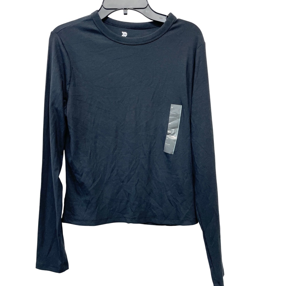 All in Motion Women's Black‎ Ribbed Long Sleeve Performance Top Size M